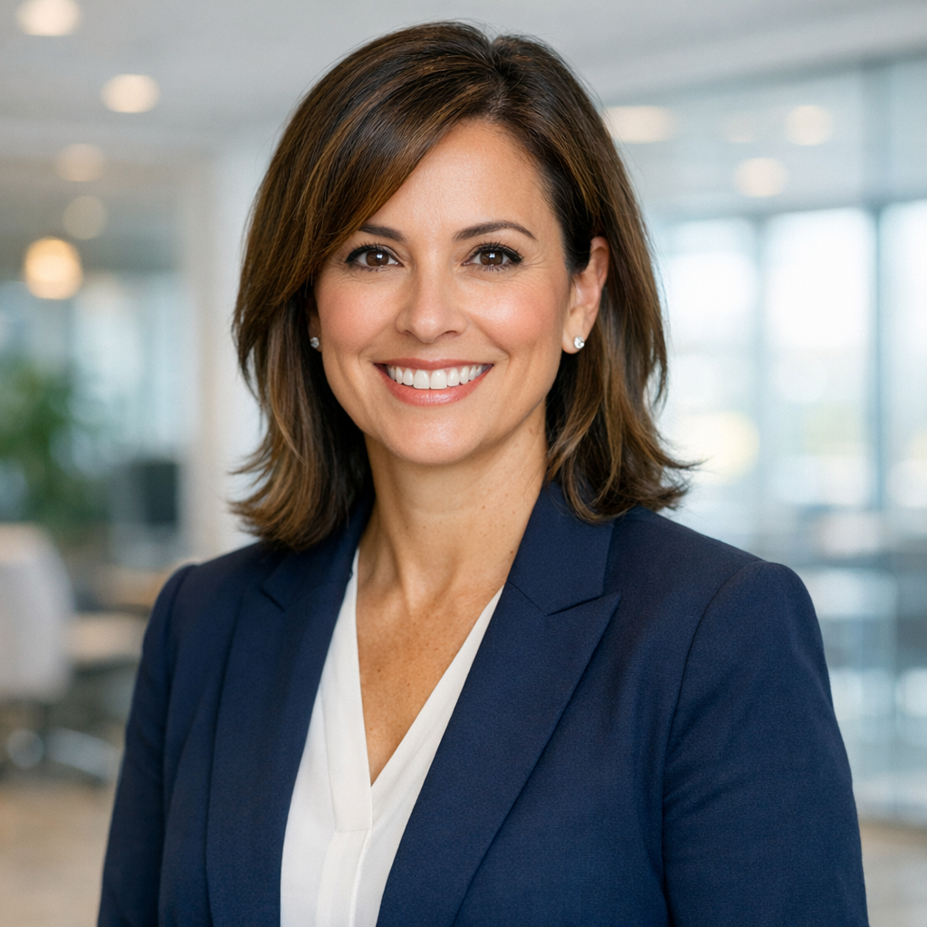 Professional headshot of customer experience leader in bright contemporary office